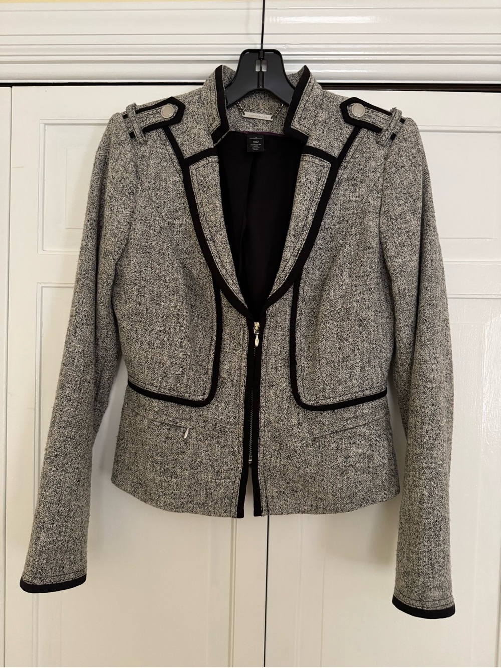 Tailored Gray & Black Trim Women's Jacket